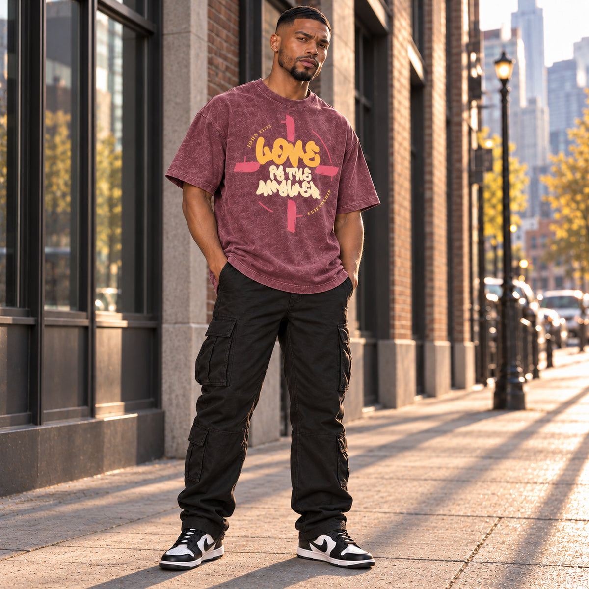 LOVE IS THE ANSWER | RED SNOW-WASHED - OVERSIZED TEE