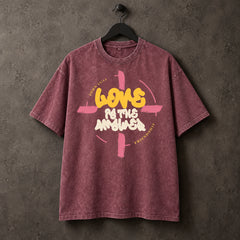LOVE IS THE ANSWER | RED SNOW-WASHED - OVERSIZED TEE