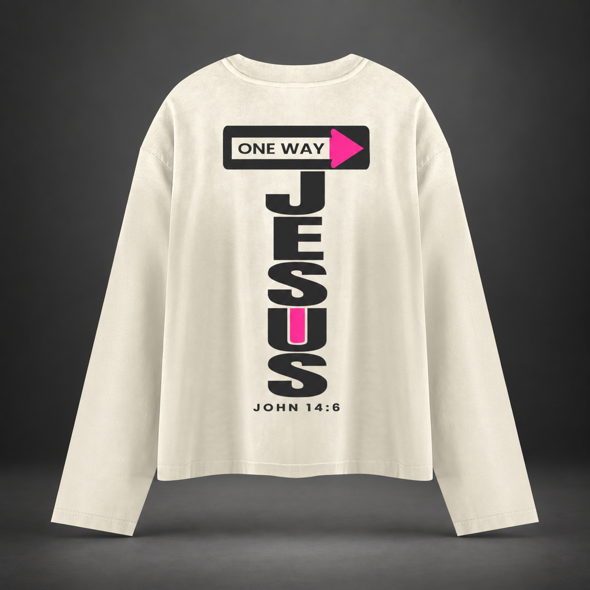 JESUS ONE WAY | SUNFADE BOXY LONG-SLEEVE TEE