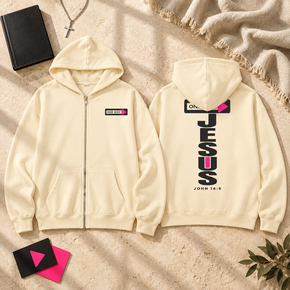 JESUS ONE WAY | HEAVYWEIGHT FULL-ZIP HOODIE
