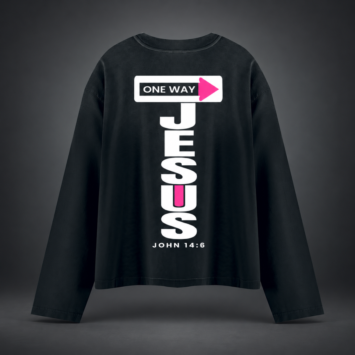 JESUS ONE WAY | SUNFADE BOXY LONG-SLEEVE TEE
