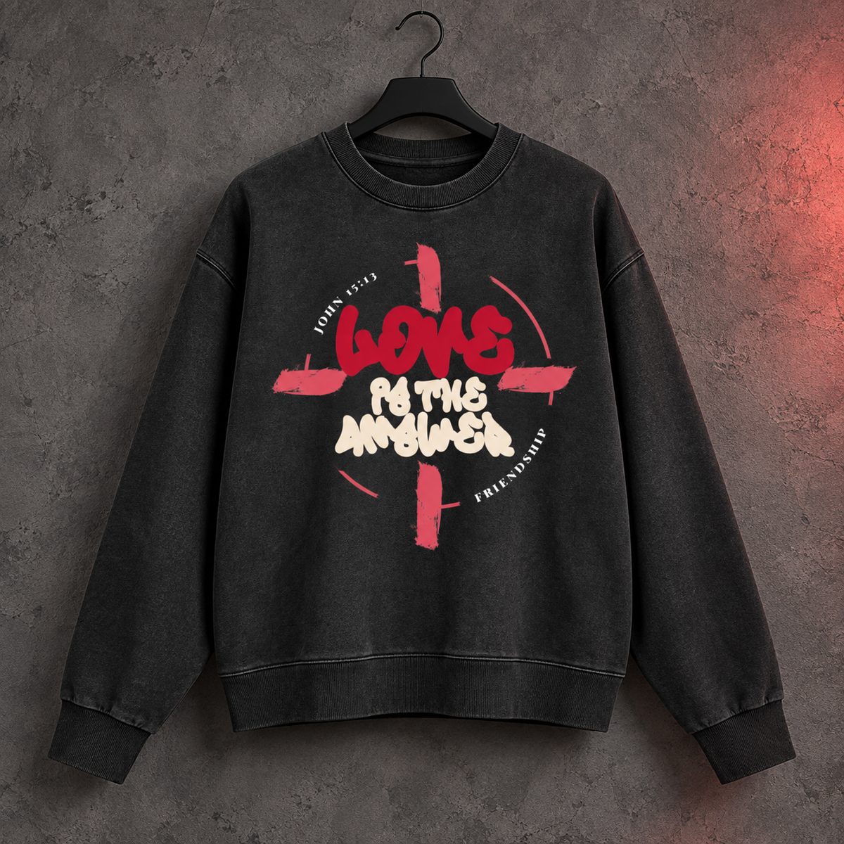 LOVE IS THE ANSWER | VINTAGE WASH CREWNECK SWEATSHIRT