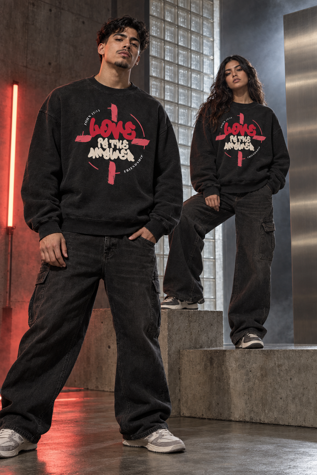 LOVE IS THE ANSWER | VINTAGE WASH CREWNECK SWEATSHIRT