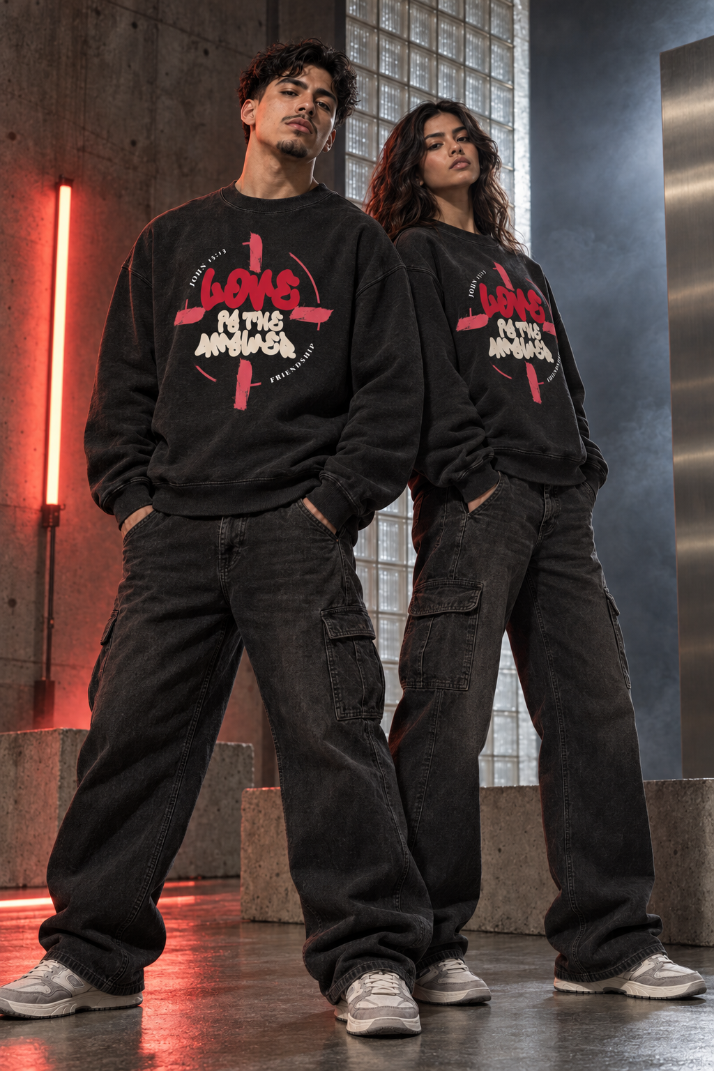 LOVE IS THE ANSWER | VINTAGE WASH CREWNECK SWEATSHIRT