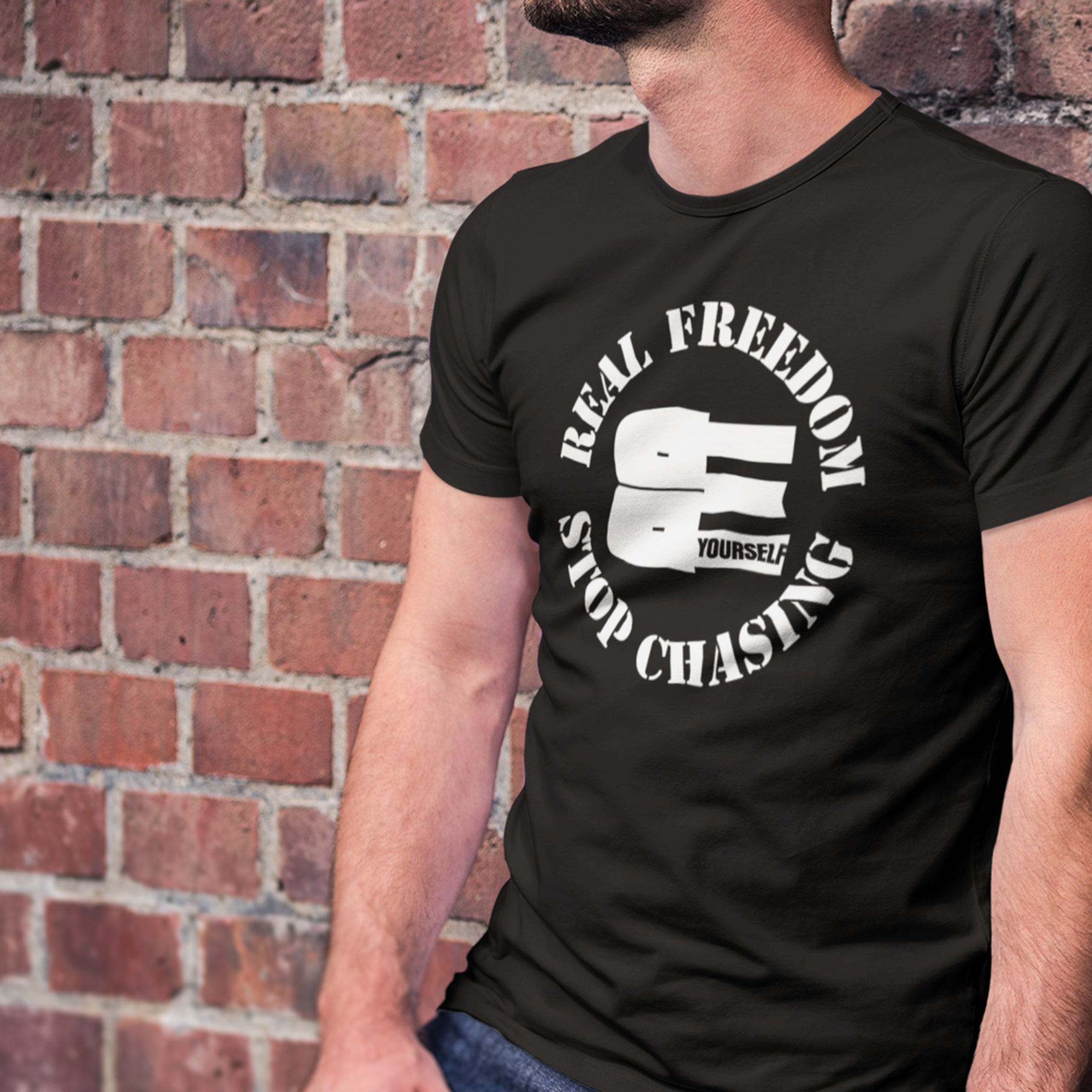 BE - Real Freedom Stop Chasing | Premium T-Shirt | JacoderFaithwear