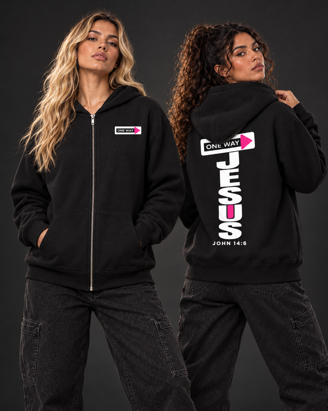 JESUS ONE WAY | HEAVYWEIGHT FULL-ZIP HOODIE