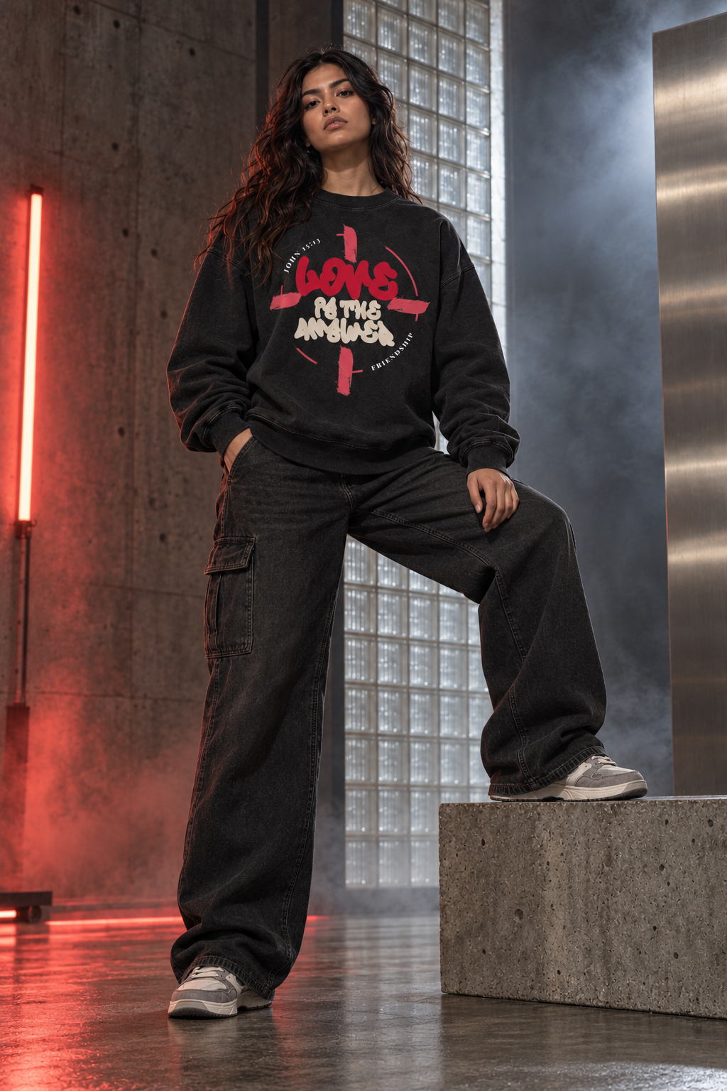 LOVE IS THE ANSWER | VINTAGE WASH CREWNECK SWEATSHIRT