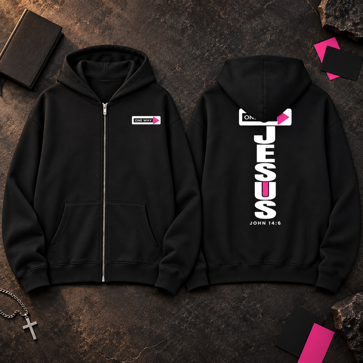 JESUS ONE WAY | HEAVYWEIGHT FULL-ZIP HOODIE