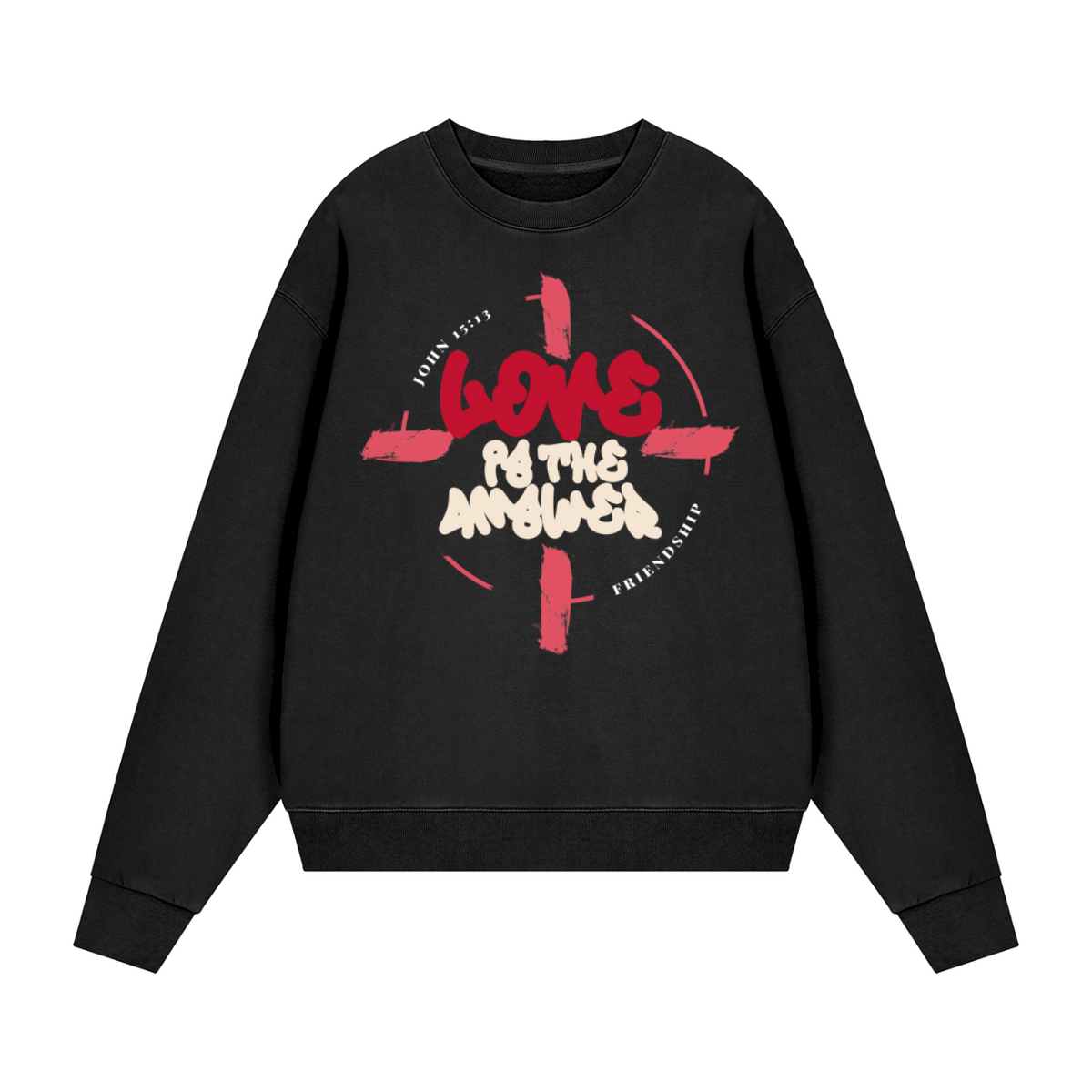 LOVE IS THE ANSWER | VINTAGE WASH CREWNECK SWEATSHIRT