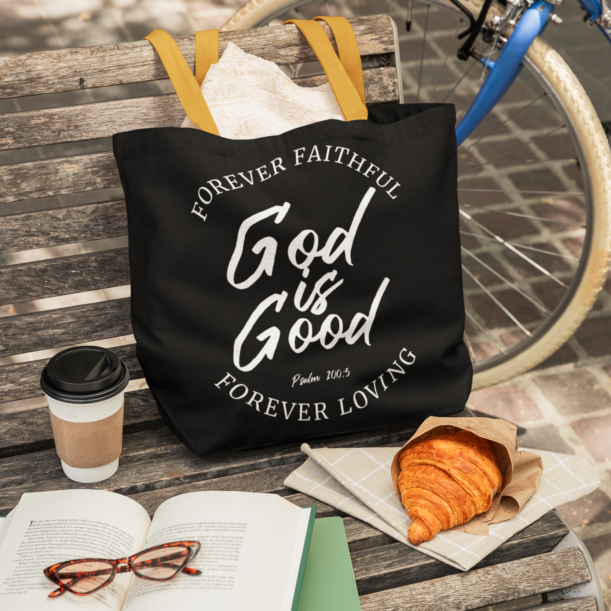 God Is Good | Premium Black Tote Bag | JacoderFaithwear