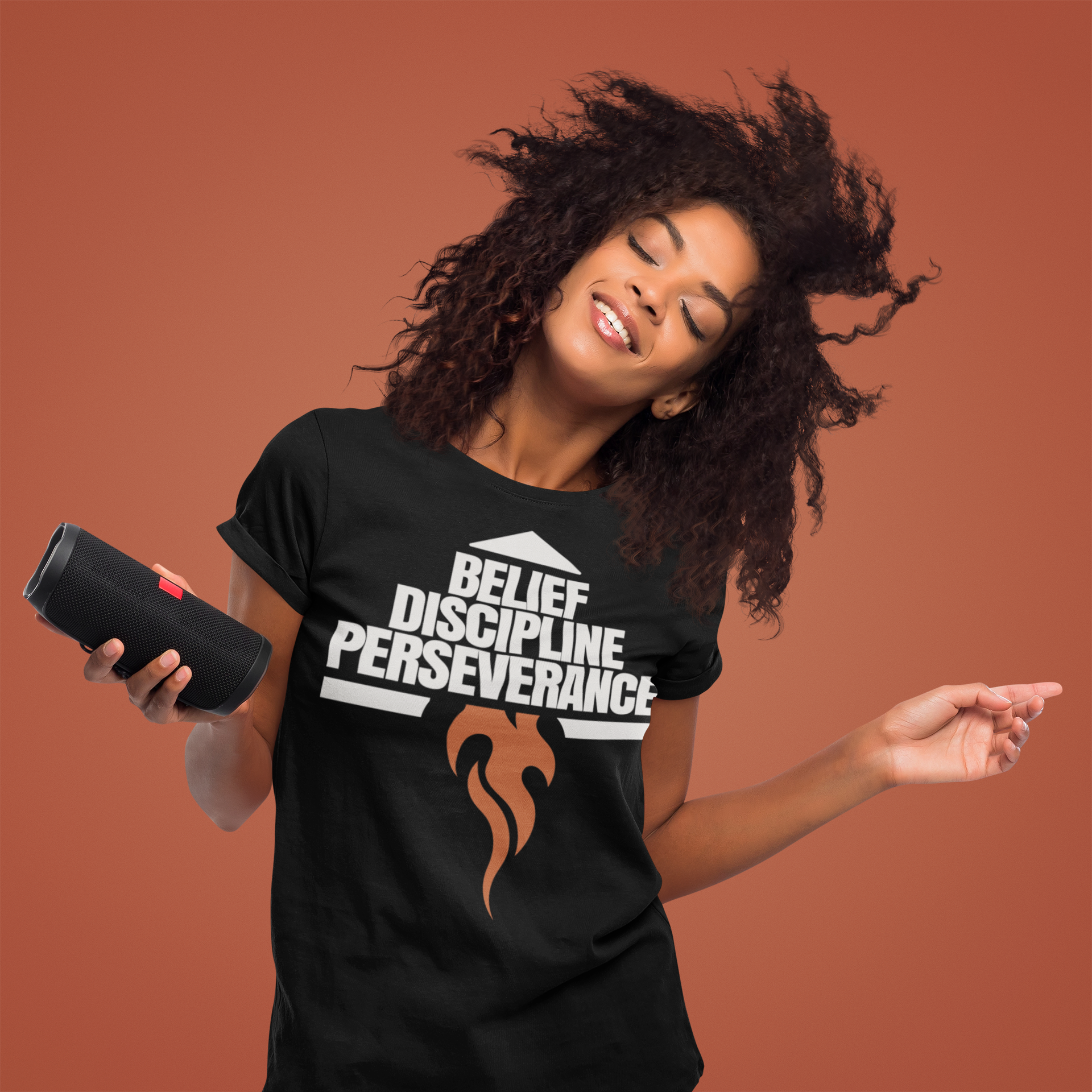 BELIEF DISCIPLINE PERSEVERANCE | Premium T-Shirt – Front + Back Print | JacoderFaithwear