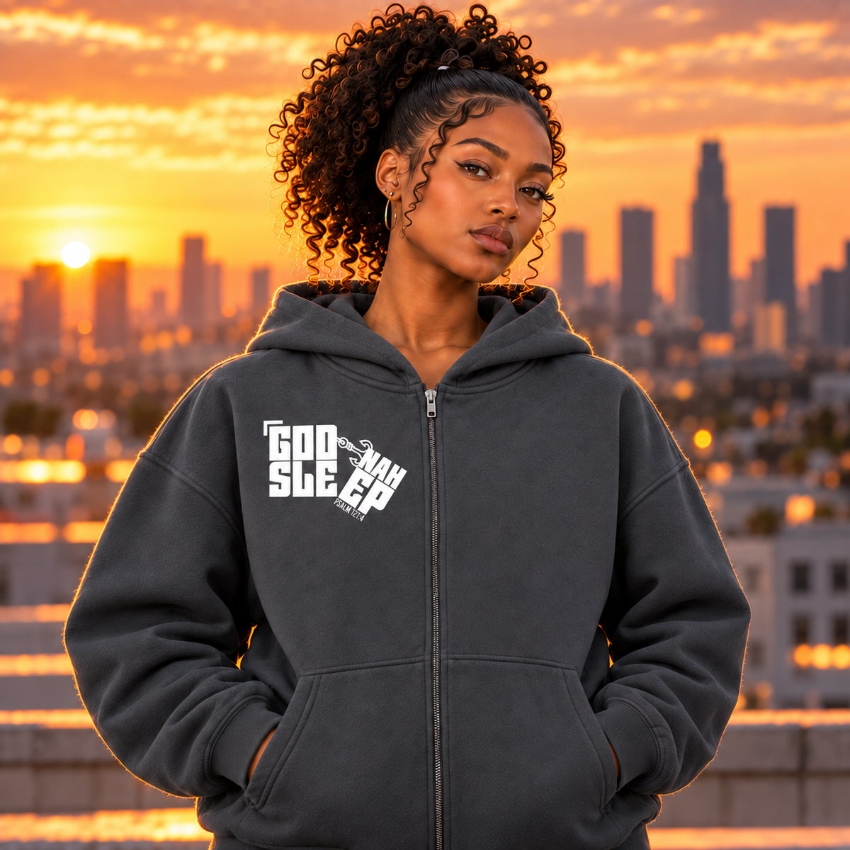 GOD NAH SLEEP | PREMIUM ZIP-UP HOODIE