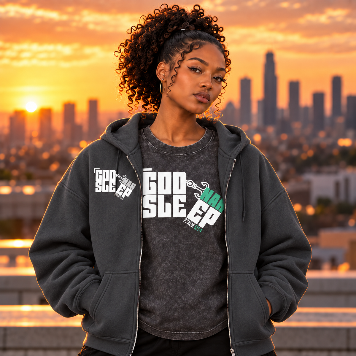GOD NAH SLEEP | PREMIUM ZIP-UP HOODIE