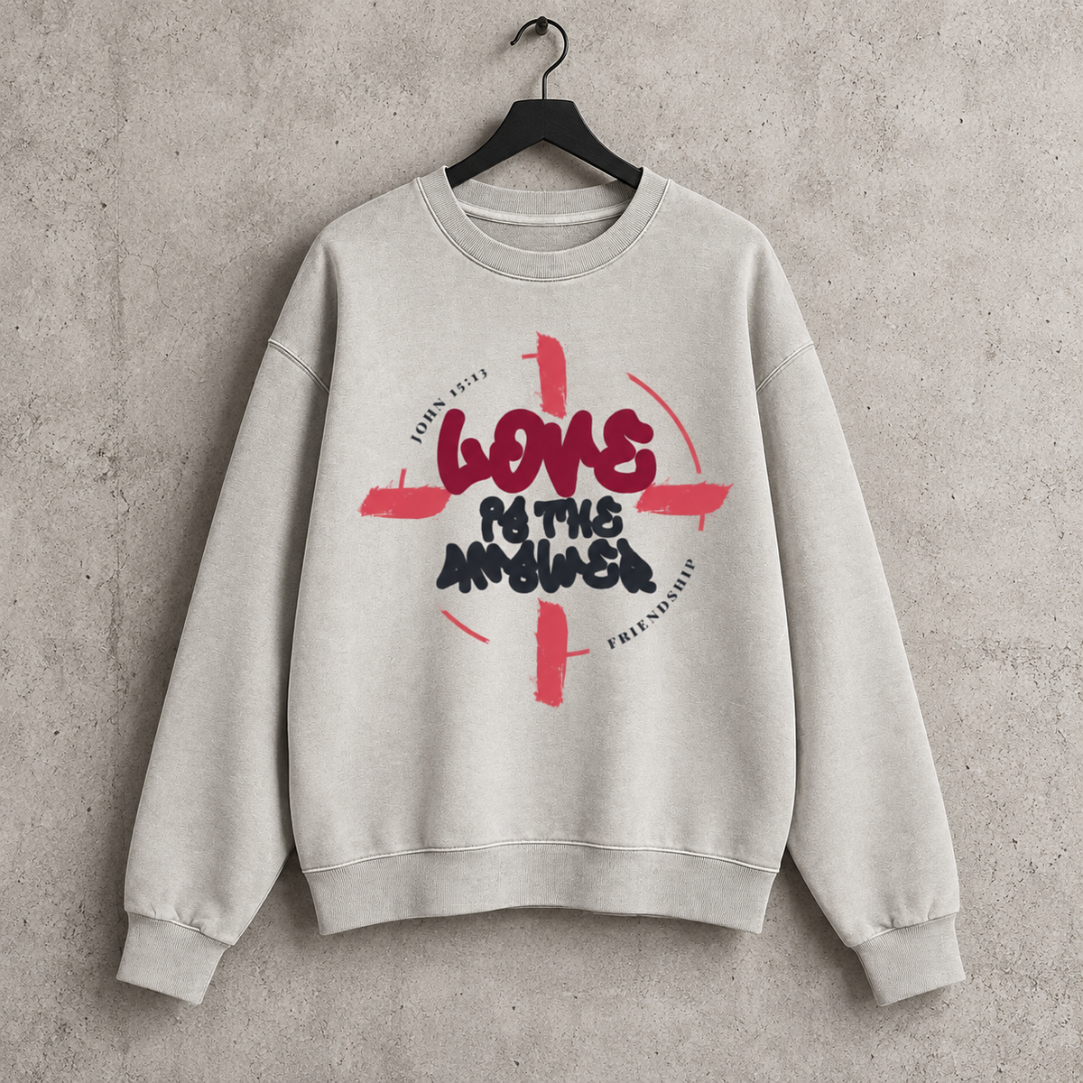 LOVE IS THE ANSWER | VINTAGE WASH CREWNECK SWEATSHIRT
