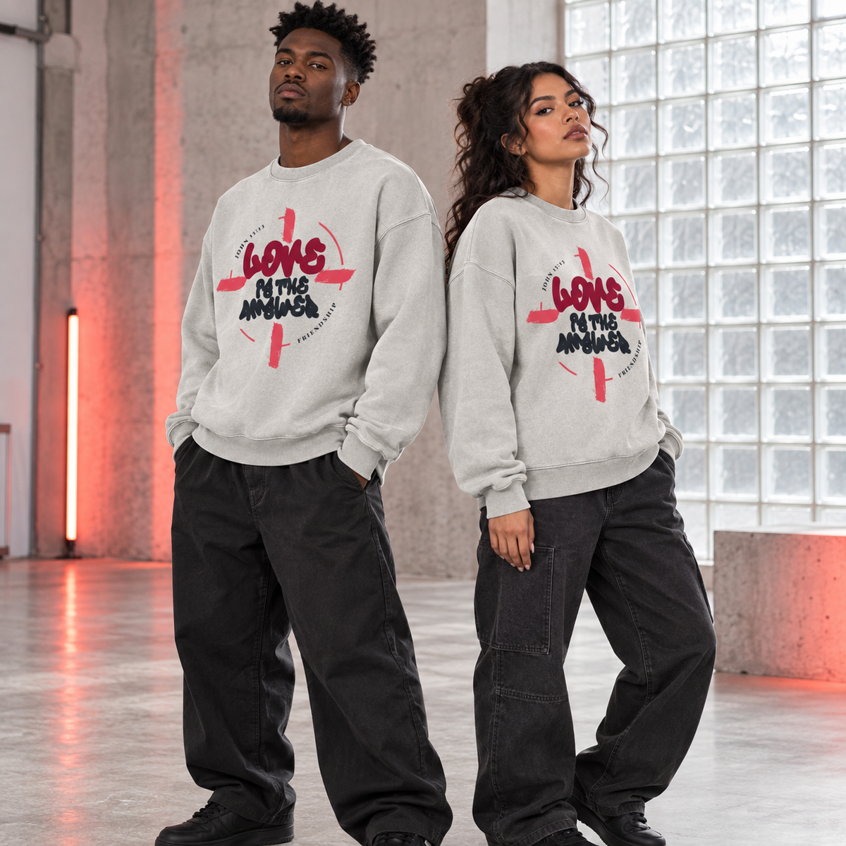 LOVE IS THE ANSWER | VINTAGE WASH CREWNECK SWEATSHIRT