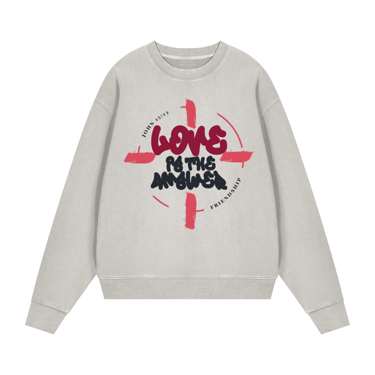 LOVE IS THE ANSWER | VINTAGE WASH CREWNECK SWEATSHIRT