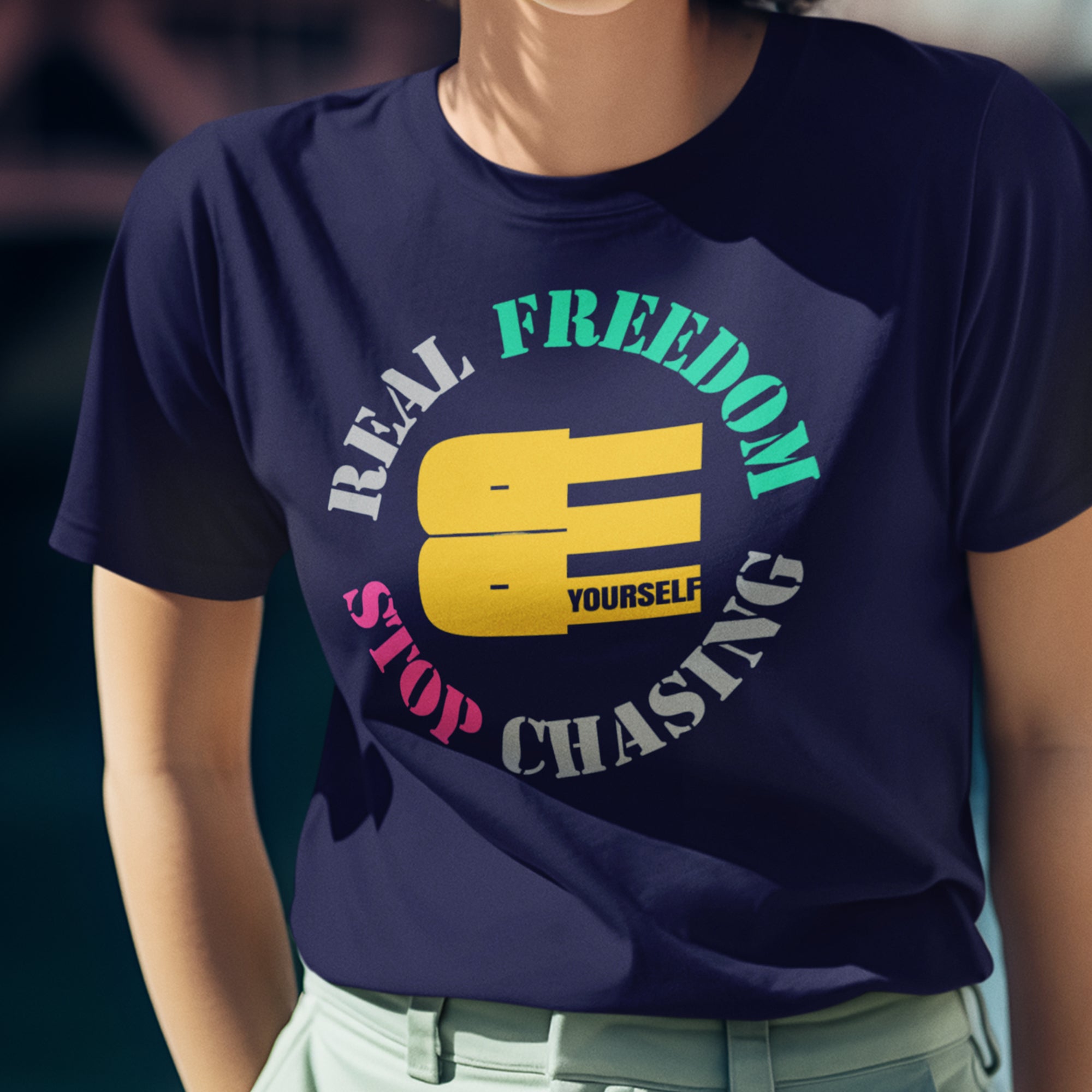 BE - Real Freedom Stop Chasing | Premium T-Shirt | JacoderFaithwear