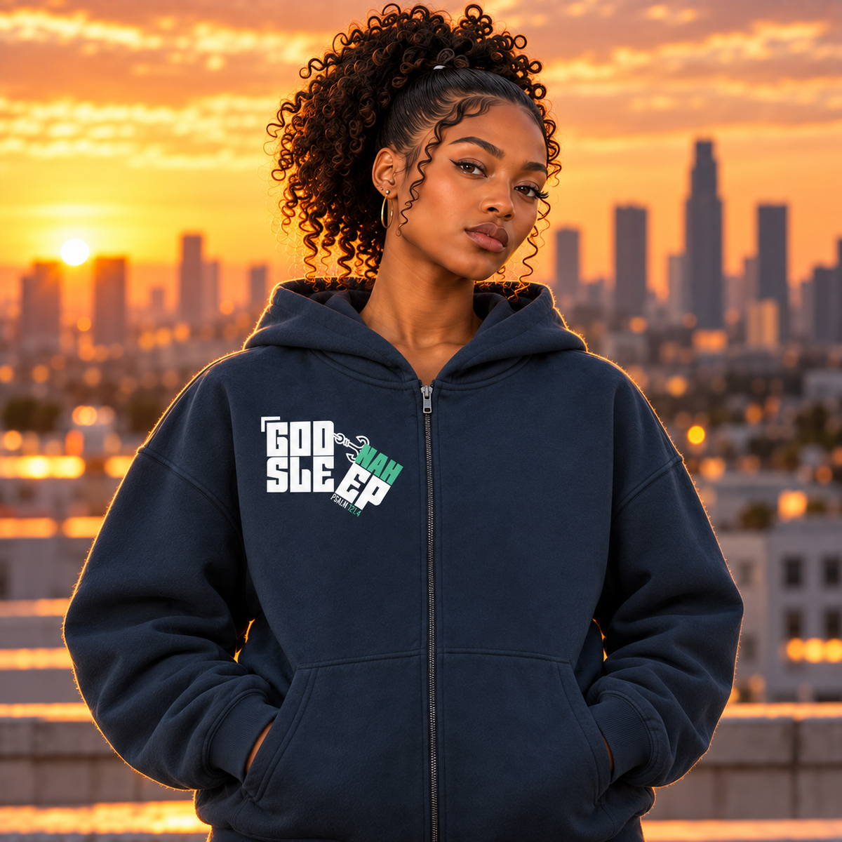 GOD NAH SLEEP | PREMIUM ZIP-UP HOODIE