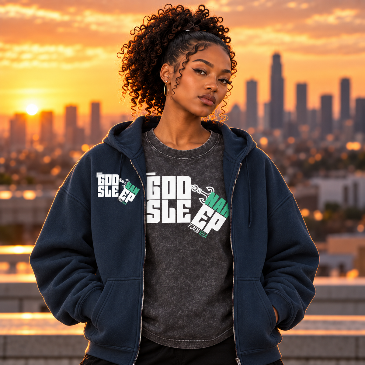 GOD NAH SLEEP | PREMIUM ZIP-UP HOODIE