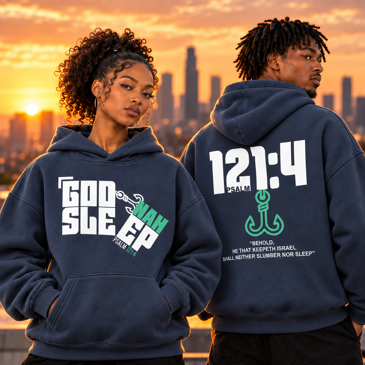 GOD NAH SLEEP | OVERSIZED HOODIE - NAVY TEAL EDITION
