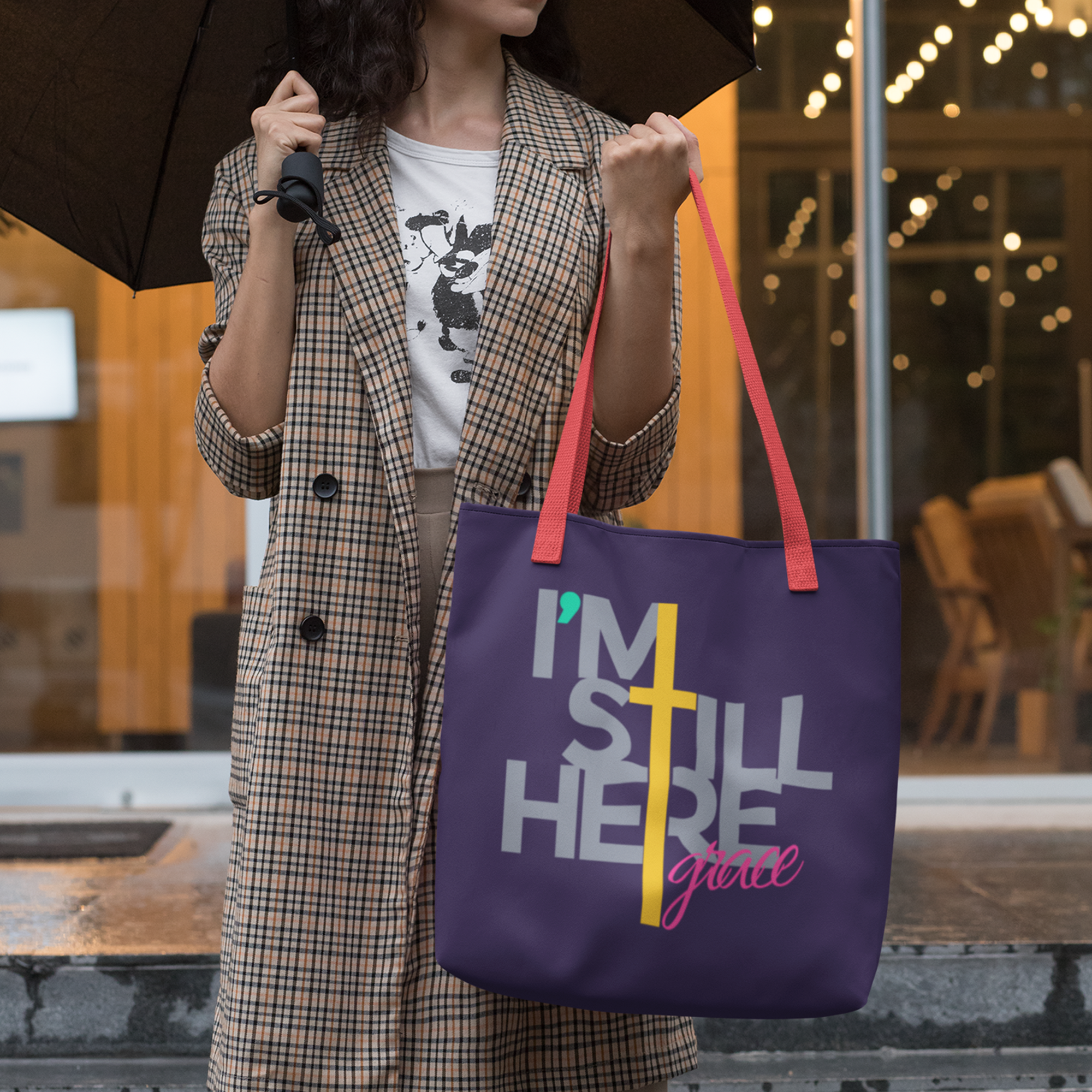 I’m Still Here | JacoderFaithwear Signature Tote | Premium Purple Edition