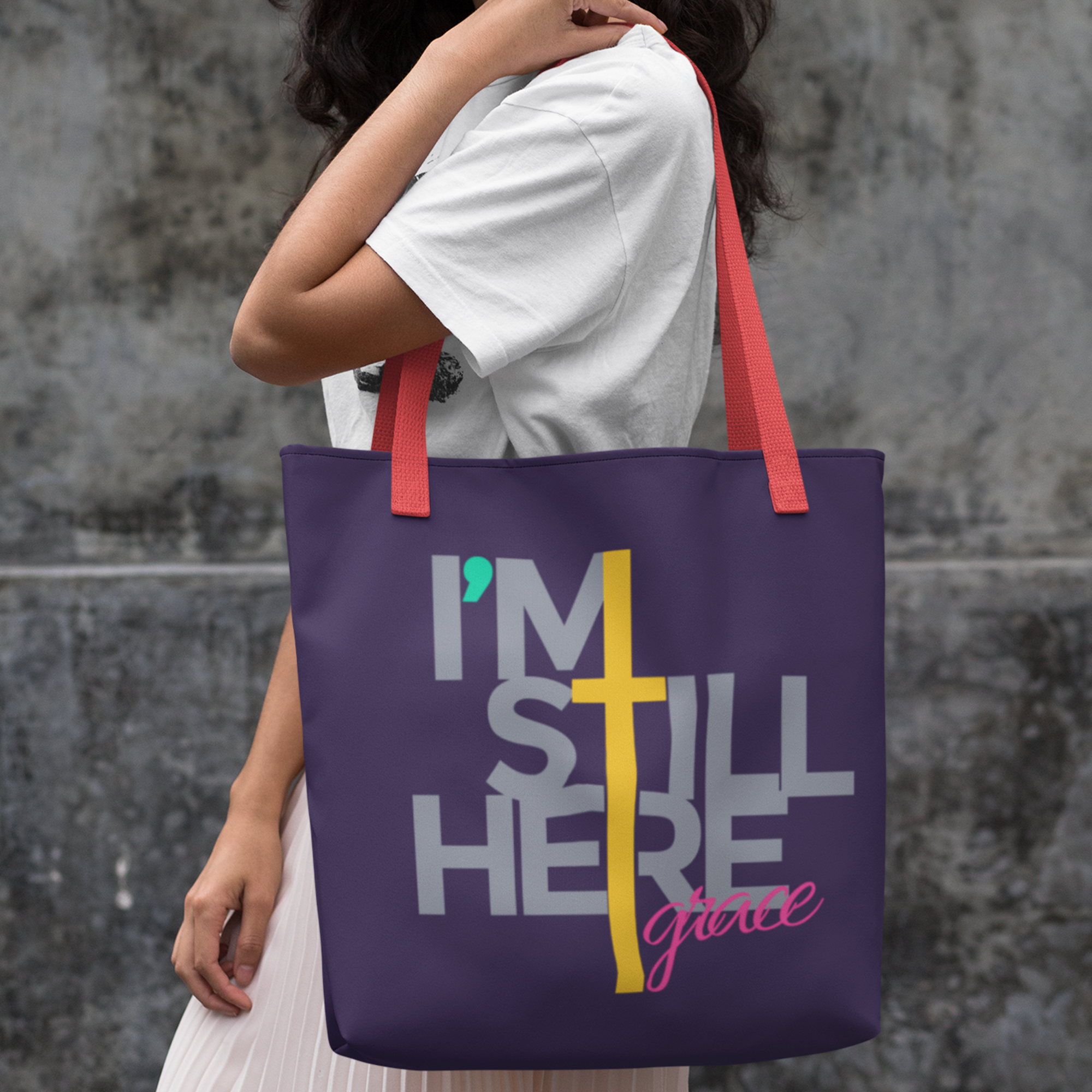 I’m Still Here | JacoderFaithwear Signature Tote | Premium Purple Edition