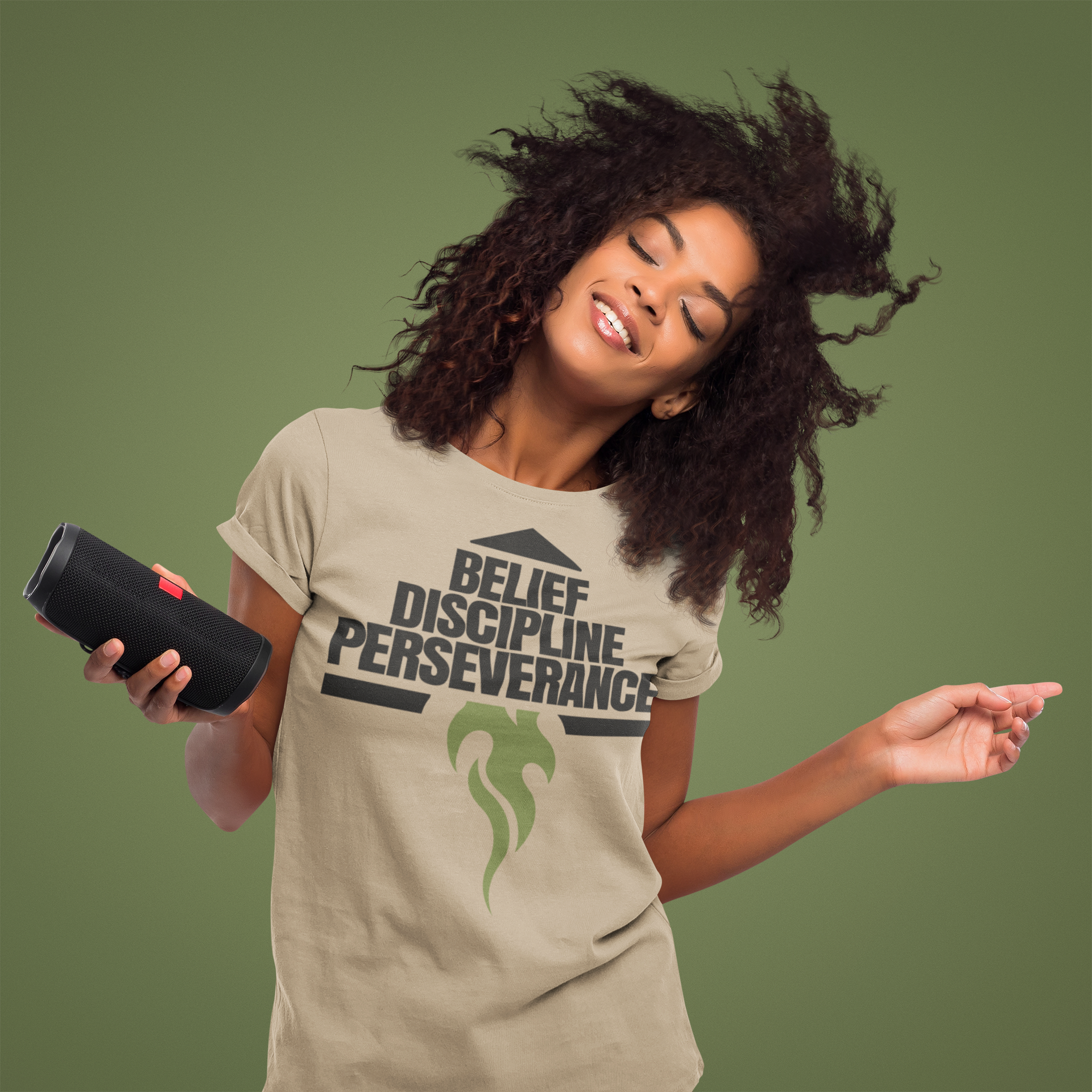 BELIEF DISCIPLINE PERSEVERANCE | Premium T-Shirt – Front + Back Print | JacoderFaithwear