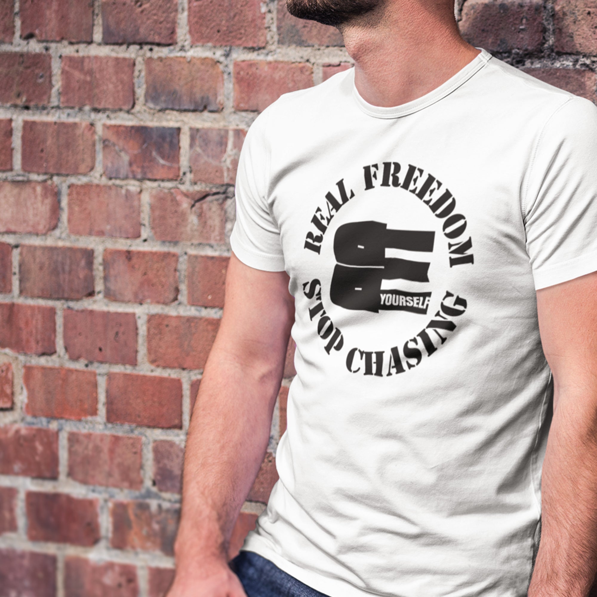 BE - Real Freedom Stop Chasing | Premium T-Shirt | JacoderFaithwear