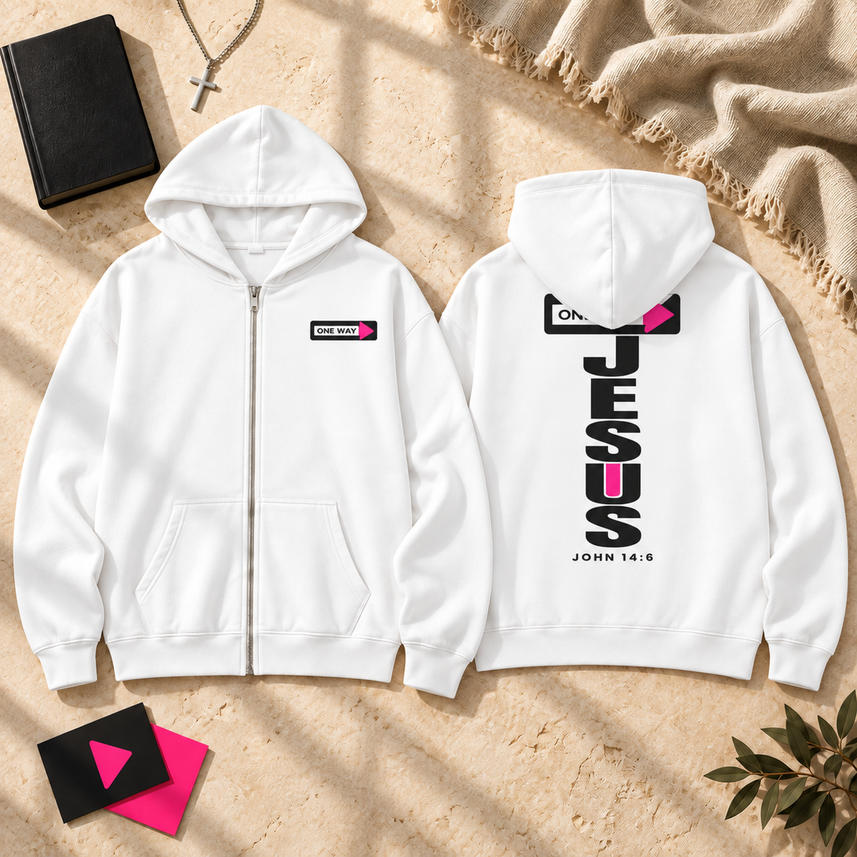 JESUS ONE WAY | HEAVYWEIGHT FULL-ZIP HOODIE