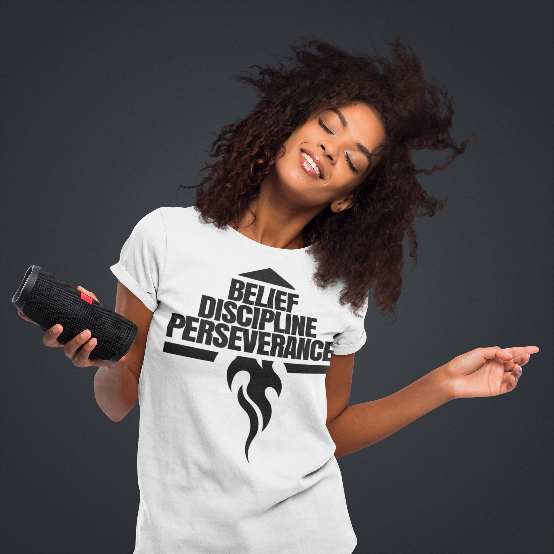 BELIEF DISCIPLINE PERSEVERANCE | Premium T-Shirt – Front + Back Print | JacoderFaithwear